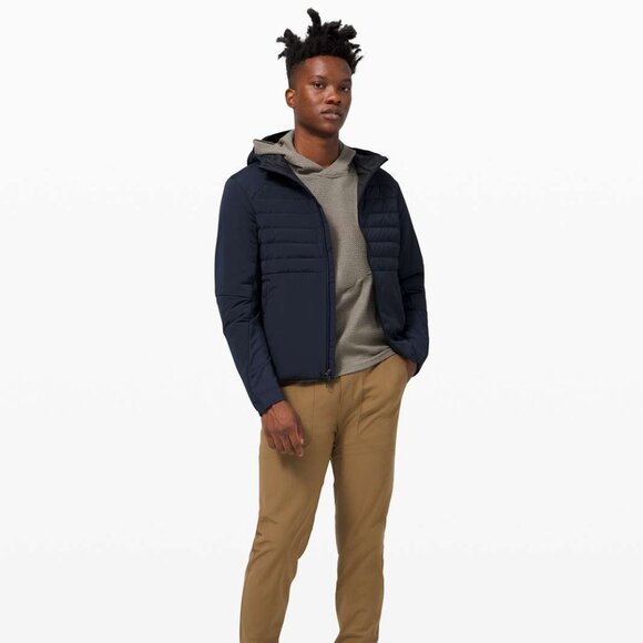 Lululemon Men's True Navy Down For It All Windproof Puffer Hoodie Jacket Sz XXL